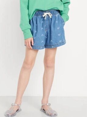 NEW! High-Waisted Jean Shorts with Butterfly Print | L (10-12)